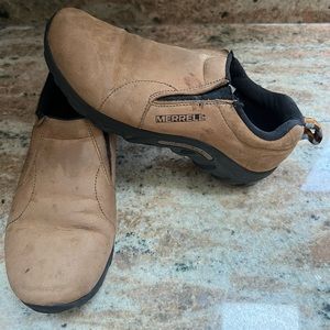 Merrell Jungle Moc Big Kid Shoes Size 5.5M Tan/Brown Leather